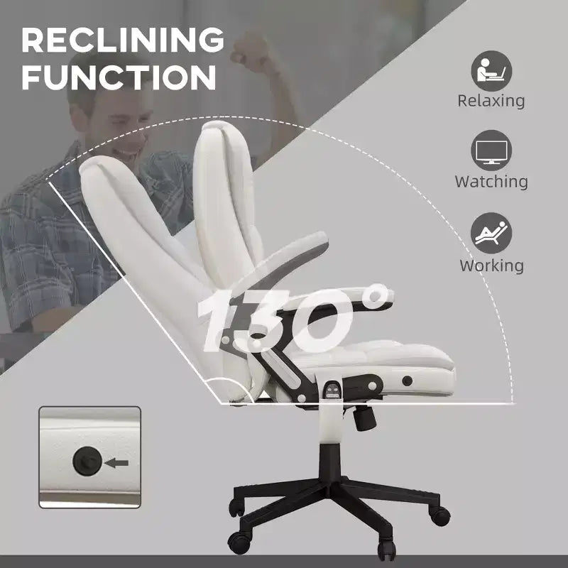 Massage Office Chair, Heated Reclining Computer Chair with 6 Vibration Points, Armrest and Remote