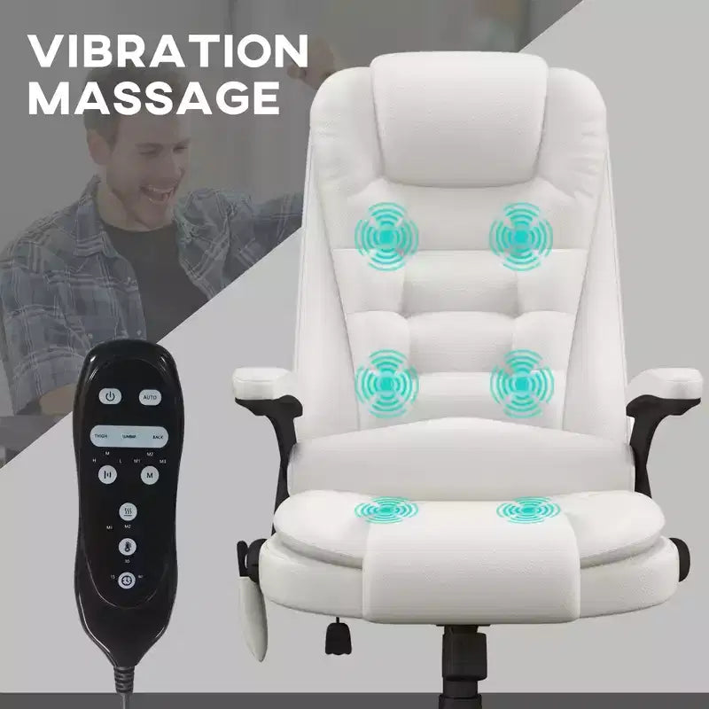 Massage Office Chair, Heated Reclining Computer Chair with 6 Vibration Points, Armrest and Remote