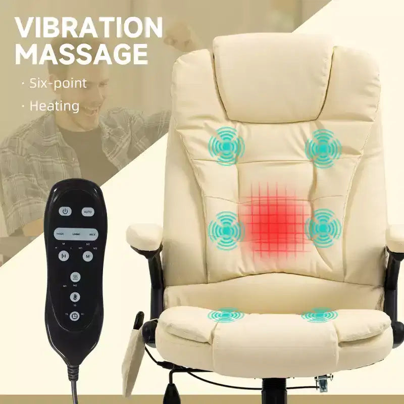 Massage Office Chair, Heated Reclining Computer Chair with 6 Vibration Points, Armrest and Remote