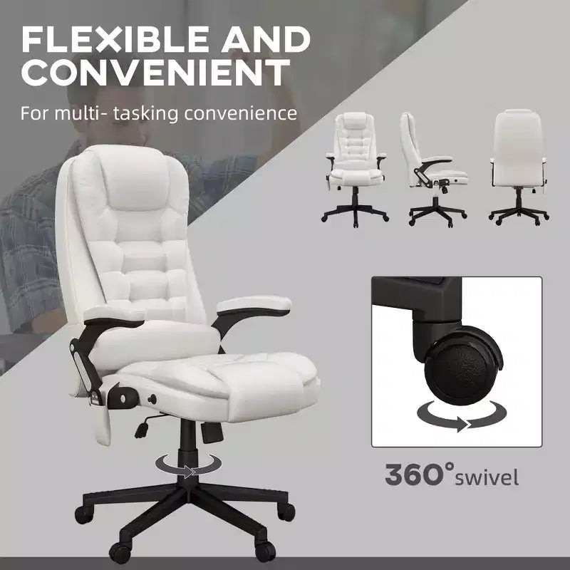 Massage Office Chair, Heated Reclining Computer Chair with 6 Vibration Points, Armrest and Remote