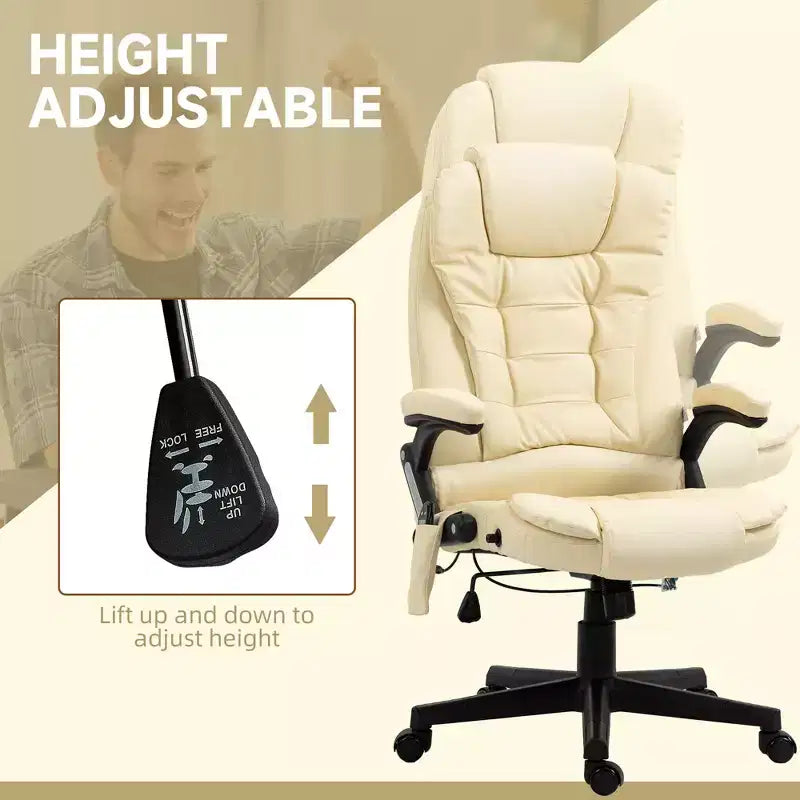 Massage Office Chair, Heated Reclining Computer Chair with 6 Vibration Points, Armrest and Remote
