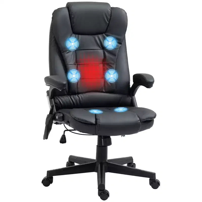 Massage Office Chair, Heated Reclining Computer Chair with 6 Vibration Points, Armrest and Remote