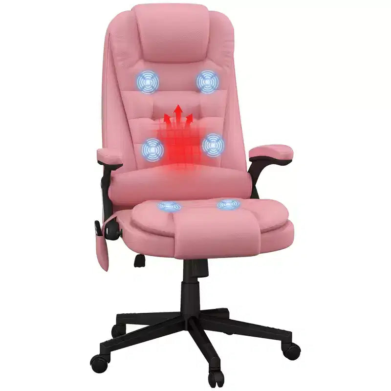 Massage Office Chair, Heated Reclining Computer Chair with 6 Vibration Points, Armrest and Remote