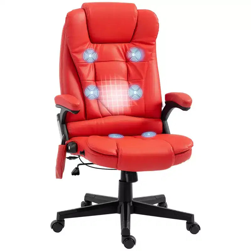 Massage Office Chair, Heated Reclining Computer Chair with 6 Vibration Points, Armrest and Remote
