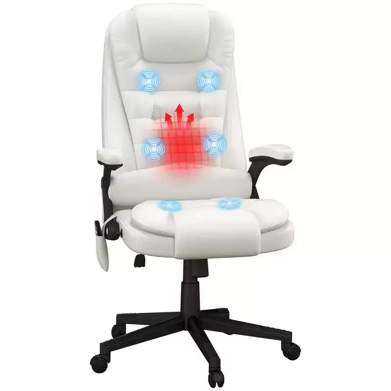 Massage Office Chair, Heated Reclining Computer Chair with 6 Vibration Points, Armrest and Remote