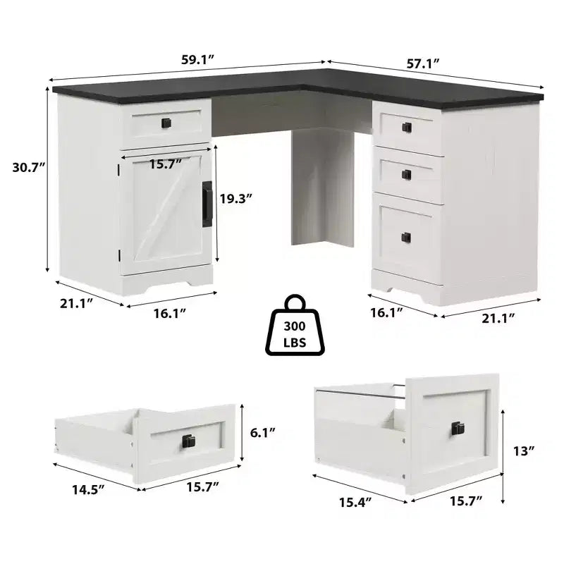 Farmhouse Home Office Desk File Drawers and Storage Cabinet,
