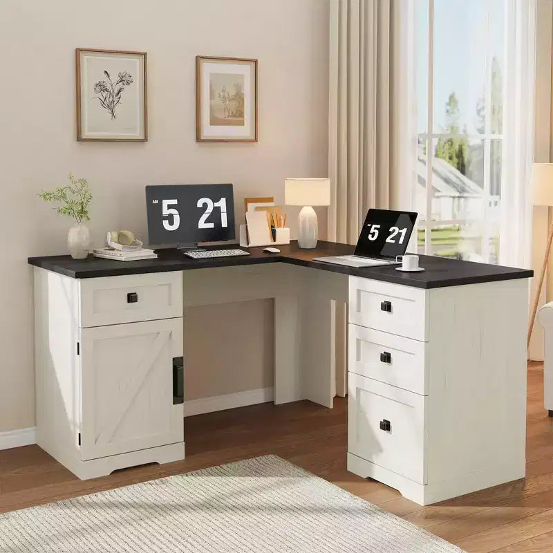 Farmhouse Home Office Desk File Drawers and Storage Cabinet,
