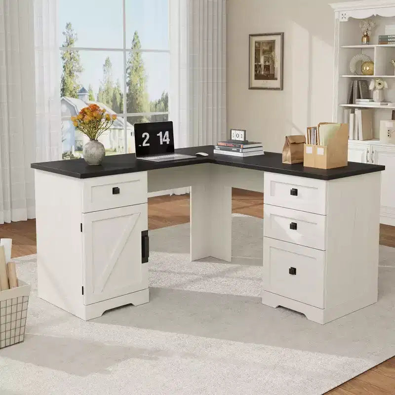 Farmhouse Home Office Desk File Drawers and Storage Cabinet,