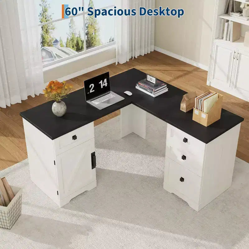 Farmhouse Home Office Desk File Drawers and Storage Cabinet,