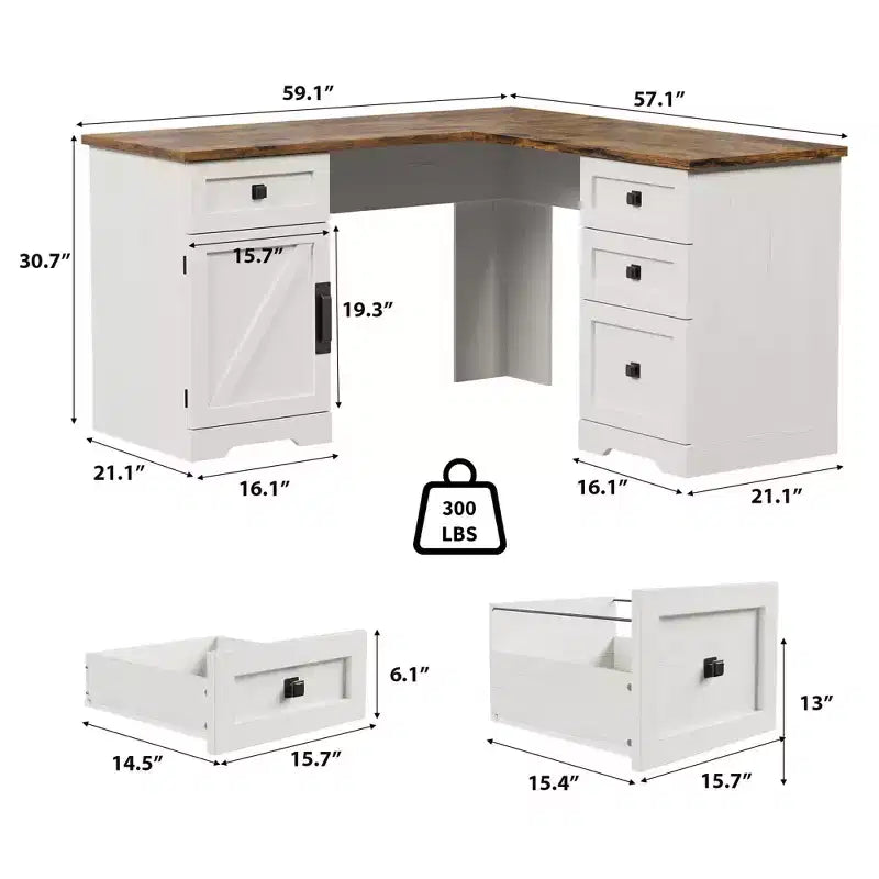 Farmhouse Home Office Desk File Drawers and Storage Cabinet,