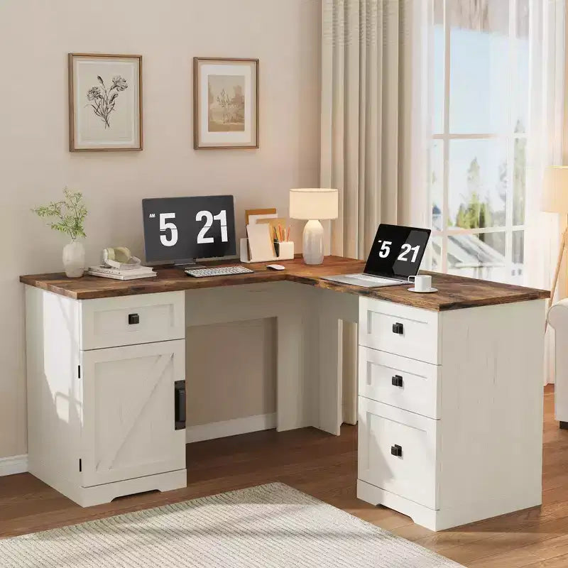 Farmhouse Home Office Desk File Drawers and Storage Cabinet,