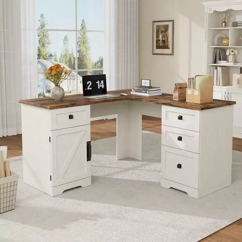 Farmhouse Home Office Desk File Drawers and Storage Cabinet,