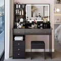 Okak 41IN Makeup Table with Extra Large Touch Control Mirror, High Capacity Storage Vanity Desk, Makeup Vanity for Bedroom, Studio