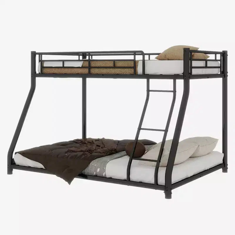 Bellemave Twin Over Full Metal Bunk Bed, Bunk Bed Twin Over Full with Ladder & Full-Length Guardrail for Teens Adultsblack