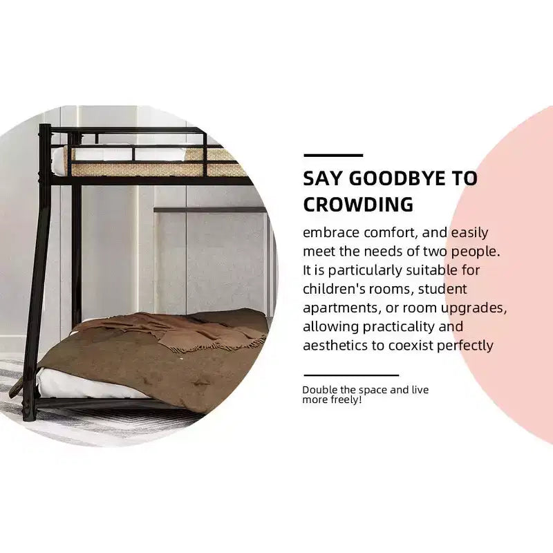 Bellemave Twin Over Full Metal Bunk Bed, Bunk Bed Twin Over Full with Ladder & Full-Length Guardrail for Teens Adultsblack
