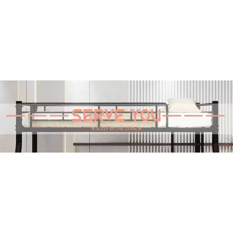 Bellemave Twin Over Full Metal Bunk Bed, Bunk Bed Twin Over Full with Ladder & Full-Length Guardrail for Teens Adultsblack