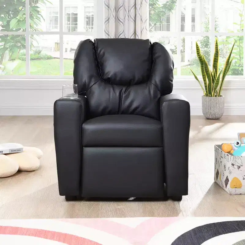 Recliner Chairs, Comfy Toddler Recliner with Cup Holder and Footrest, 150Lbs Capacity, Push Back Recliner Sofa for Playroom
