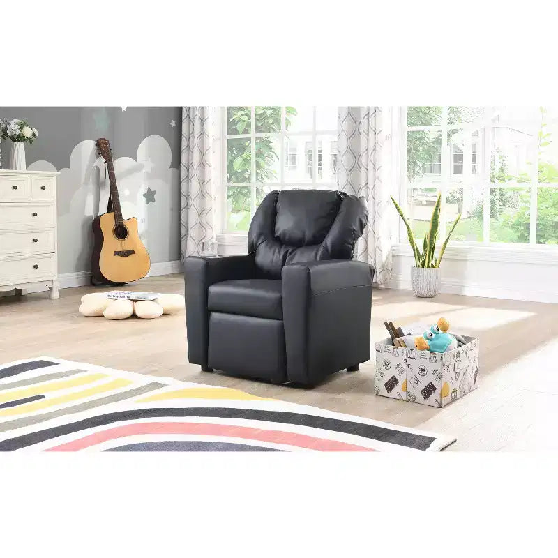 Recliner Chairs, Comfy Toddler Recliner with Cup Holder and Footrest, 150Lbs Capacity, Push Back Recliner Sofa for Playroom