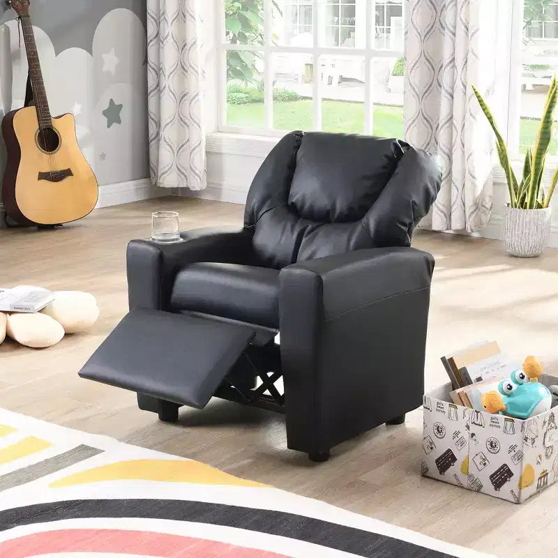 Recliner Chairs, Comfy Toddler Recliner with Cup Holder and Footrest, 150Lbs Capacity, Push Back Recliner Sofa for Playroom
