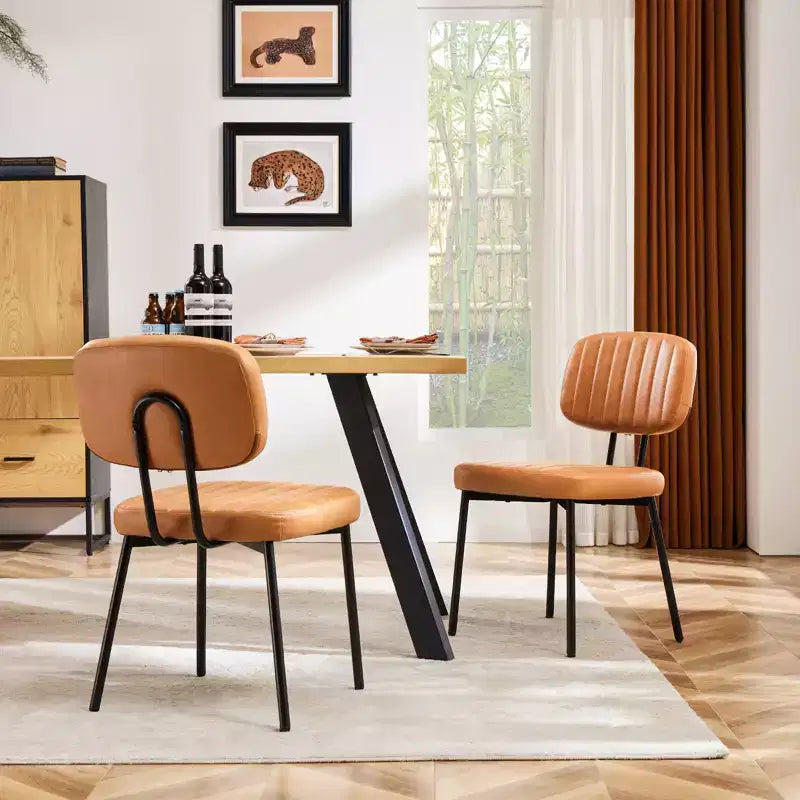 Bestier Armless Office Chairs, Mid-Century Modern Upholstered Living Room Accent Chairs with Faux Leather Cushion Seat