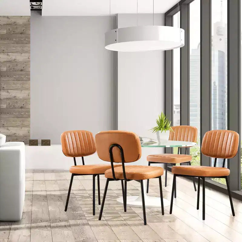 Bestier Armless Office Chairs, Mid-Century Modern Upholstered Living Room Accent Chairs with Faux Leather Cushion Seat