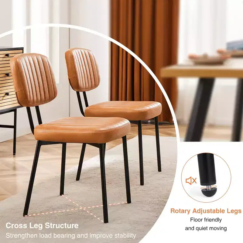 Bestier Armless Office Chairs, Mid-Century Modern Upholstered Living Room Accent Chairs with Faux Leather Cushion Seat