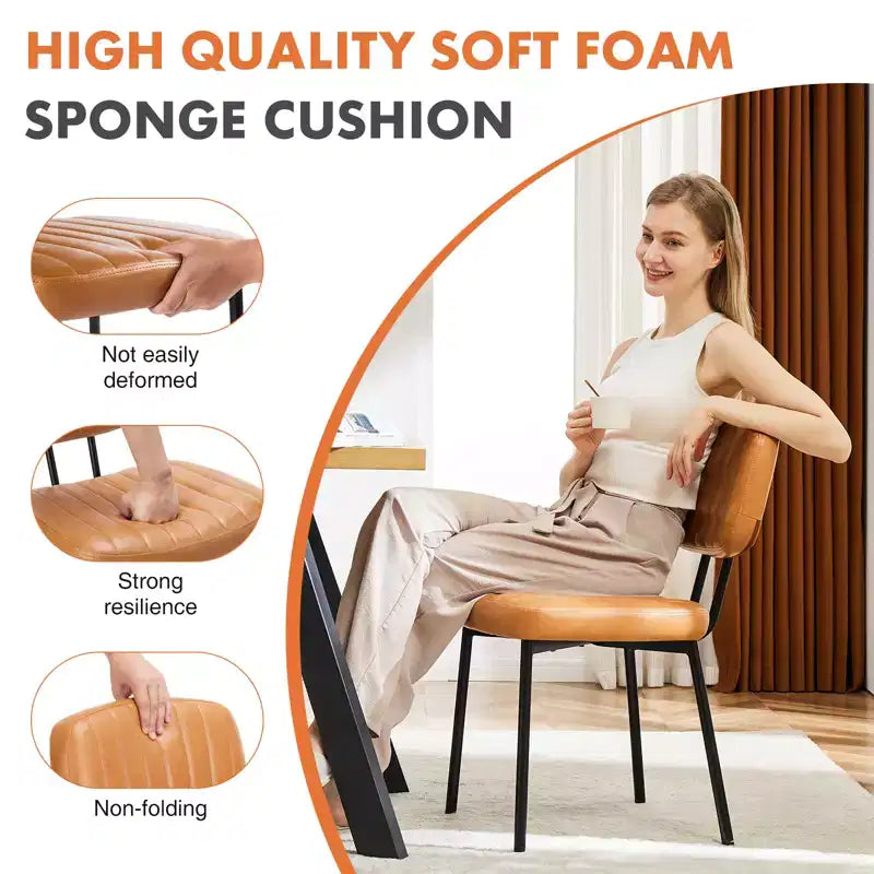 Bestier Armless Office Chairs, Mid-Century Modern Upholstered Living Room Accent Chairs with Faux Leather Cushion Seat
