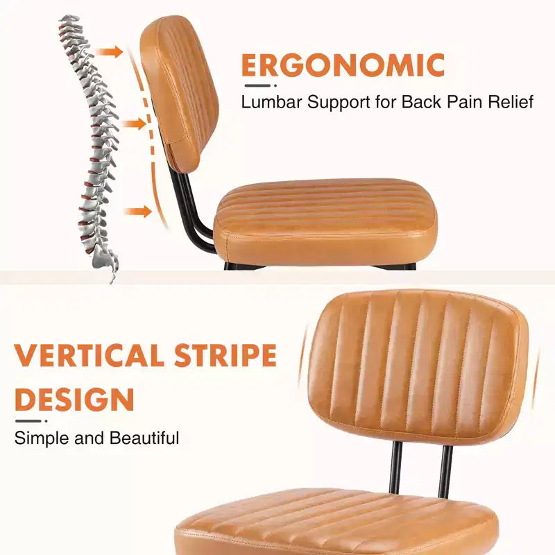 Bestier Armless Office Chairs, Mid-Century Modern Upholstered Living Room Accent Chairs with Faux Leather Cushion Seat