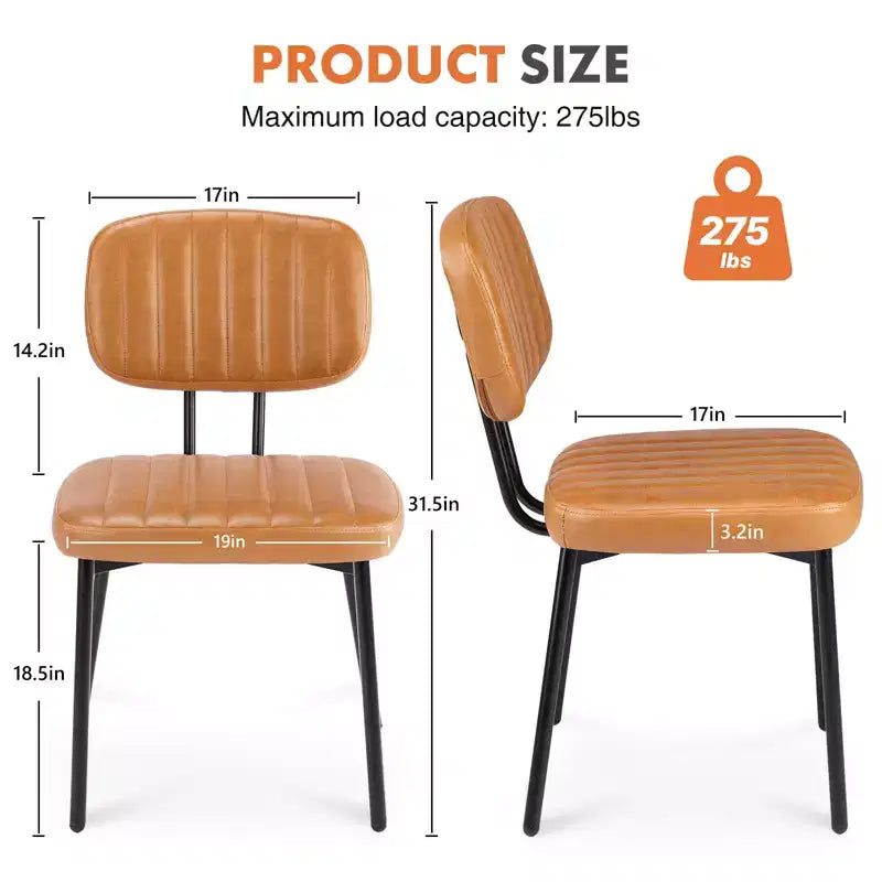 Bestier Armless Office Chairs, Mid-Century Modern Upholstered Living Room Accent Chairs with Faux Leather Cushion Seat