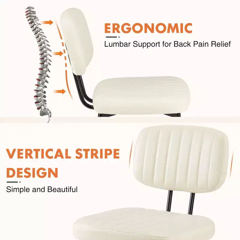 Bestier Armless Office Chairs, Mid-Century Modern Upholstered Living Room Accent Chairs with Faux Leather Cushion Seat