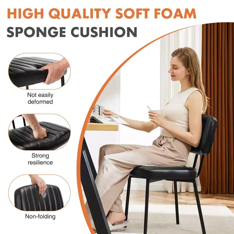 Bestier Armless Office Chairs, Mid-Century Modern Upholstered Living Room Accent Chairs with Faux Leather Cushion Seat