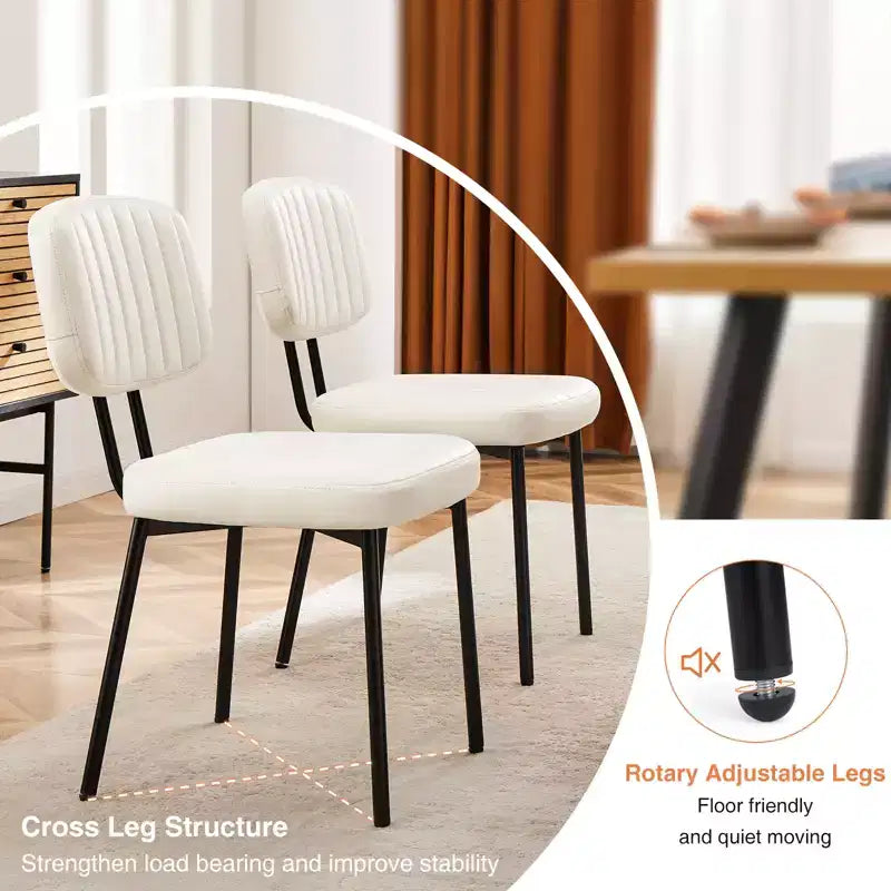 Bestier Armless Office Chairs, Mid-Century Modern Upholstered Living Room Accent Chairs with Faux Leather Cushion Seat