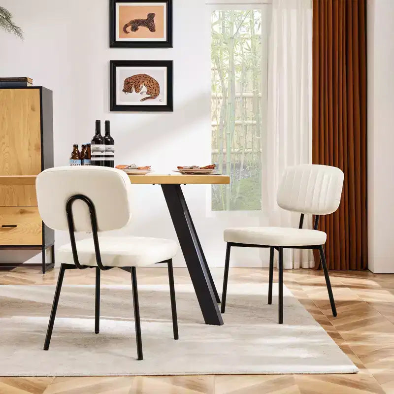 Bestier Armless Office Chairs, Mid-Century Modern Upholstered Living Room Accent Chairs with Faux Leather Cushion Seat