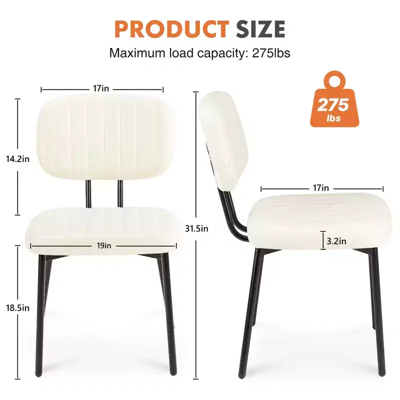 Bestier Armless Office Chairs, Mid-Century Modern Upholstered Living Room Accent Chairs with Faux Leather Cushion Seat