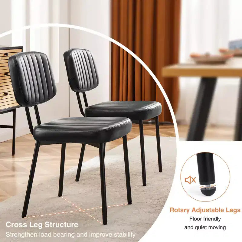 Bestier Armless Office Chairs, Mid-Century Modern Upholstered Living Room Accent Chairs with Faux Leather Cushion Seat