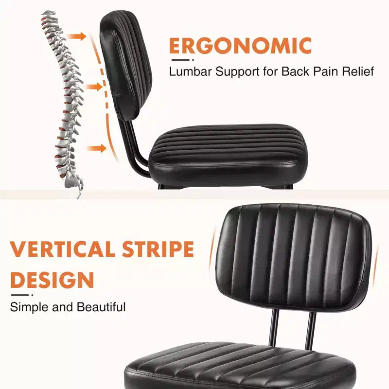 Bestier Armless Office Chairs, Mid-Century Modern Upholstered Living Room Accent Chairs with Faux Leather Cushion Seat