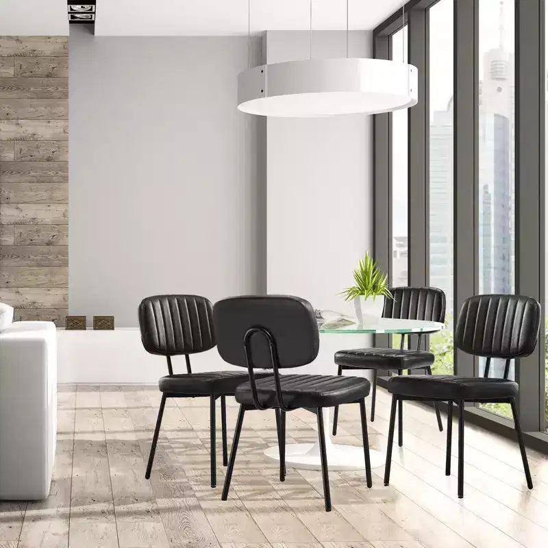 Bestier Armless Office Chairs, Mid-Century Modern Upholstered Living Room Accent Chairs with Faux Leather Cushion Seat