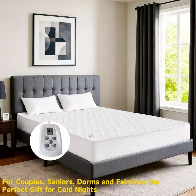 MAYEERTY Heated Mattress Pad Extra Wide Dual Controller 12 Heat Settings 12 Hour Auto Shut Off
