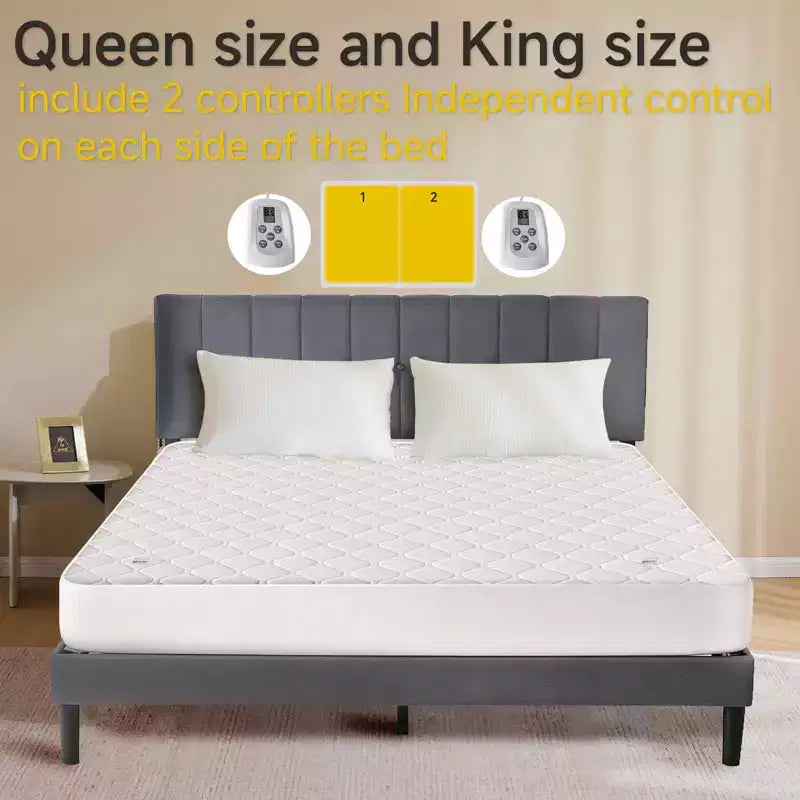 MAYEERTY Heated Mattress Pad Extra Wide Dual Controller 12 Heat Settings 12 Hour Auto Shut Off