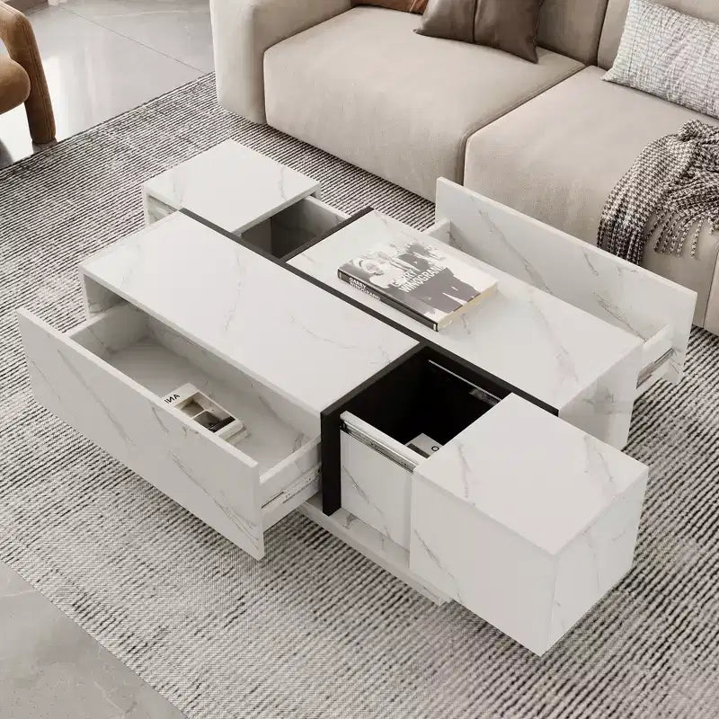Bestier 47.2 Rectangular Sliding Top Coffee Table with 2 Drawers and 2 Hidden Storage for Living Room