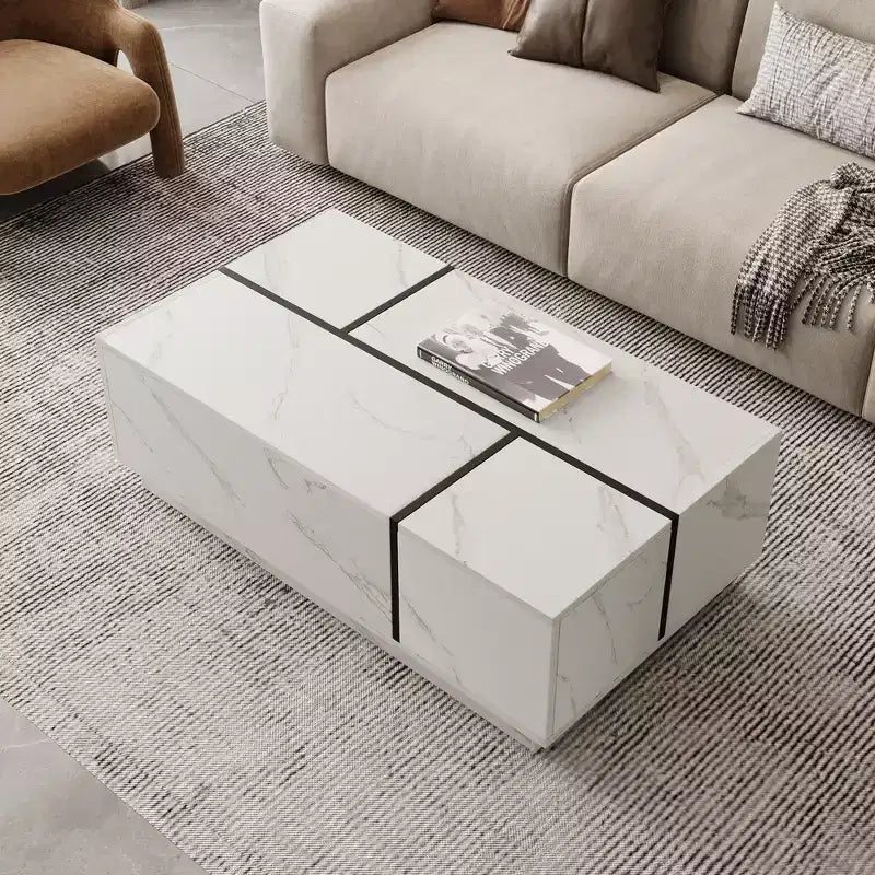 Bestier 47.2 Rectangular Sliding Top Coffee Table with 2 Drawers and 2 Hidden Storage for Living Room