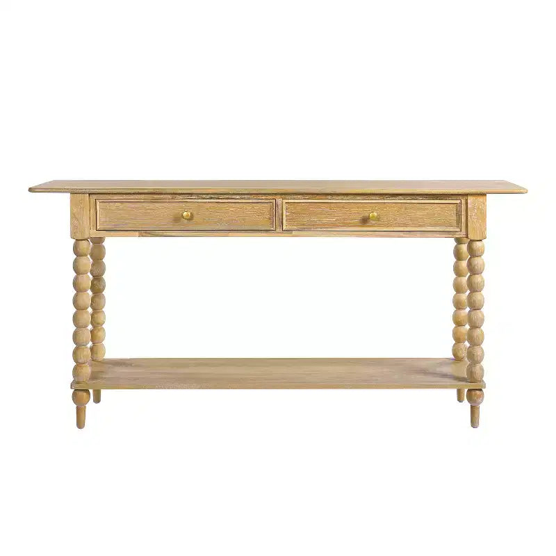 Console Table with 2 Drawers & Shelf, Entryway Table Acacia Wood Sofa Table - ModernLuxe