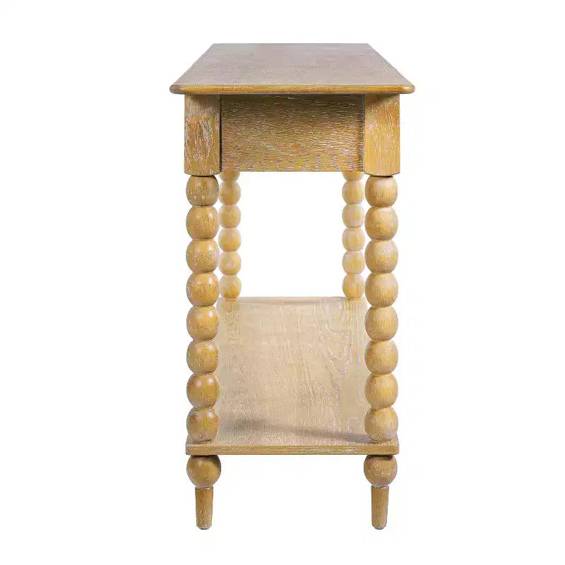 Console Table with 2 Drawers & Shelf, Entryway Table Acacia Wood Sofa Table - ModernLuxe