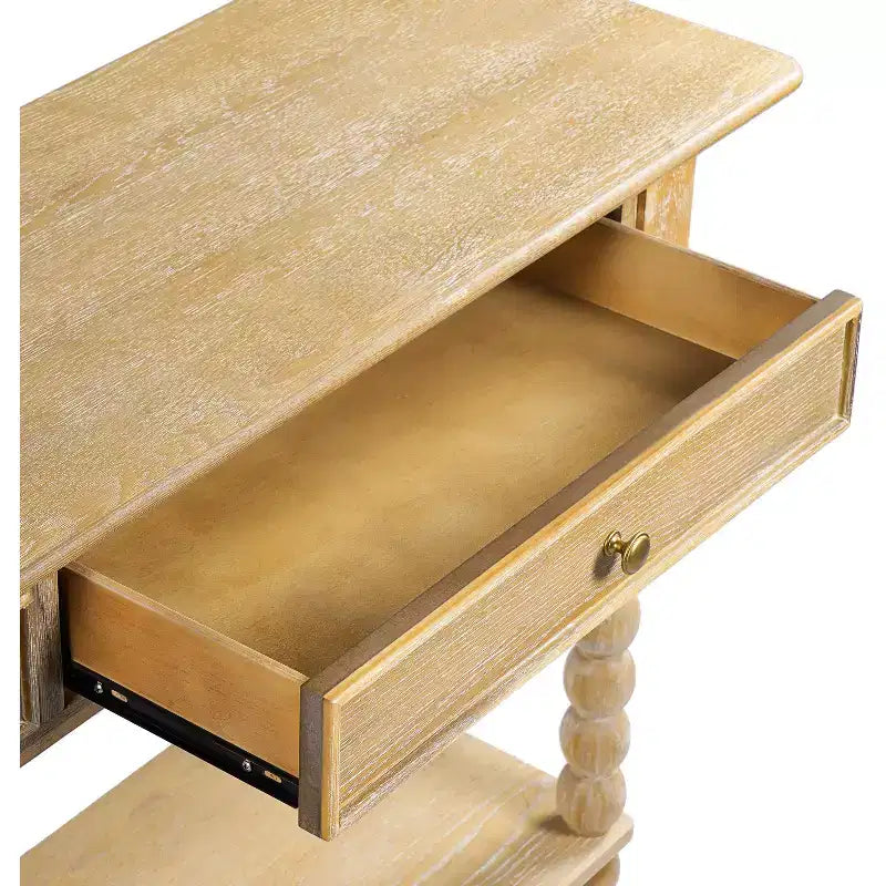Console Table with 2 Drawers & Shelf, Entryway Table Acacia Wood Sofa Table - ModernLuxe