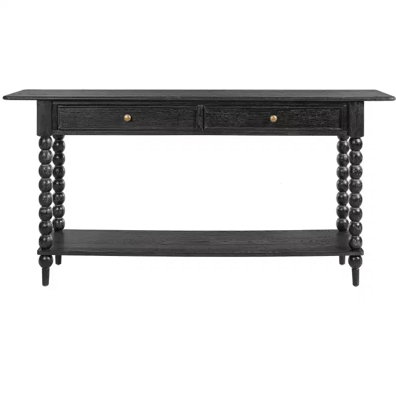 Console Table with 2 Drawers & Shelf, Entryway Table Acacia Wood Sofa Table - ModernLuxe