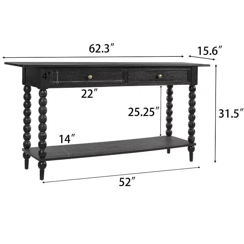 Console Table with 2 Drawers & Shelf, Entryway Table Acacia Wood Sofa Table - ModernLuxe