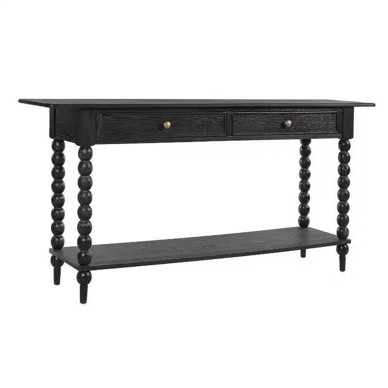 Console Table with 2 Drawers & Shelf, Entryway Table Acacia Wood Sofa Table - ModernLuxe