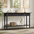 Console Table with 2 Drawers & Shelf, Entryway Table Acacia Wood Sofa Table - ModernLuxe