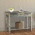 Royal Hampton Beautiful Console Table, Antique Oak & Teal Blue