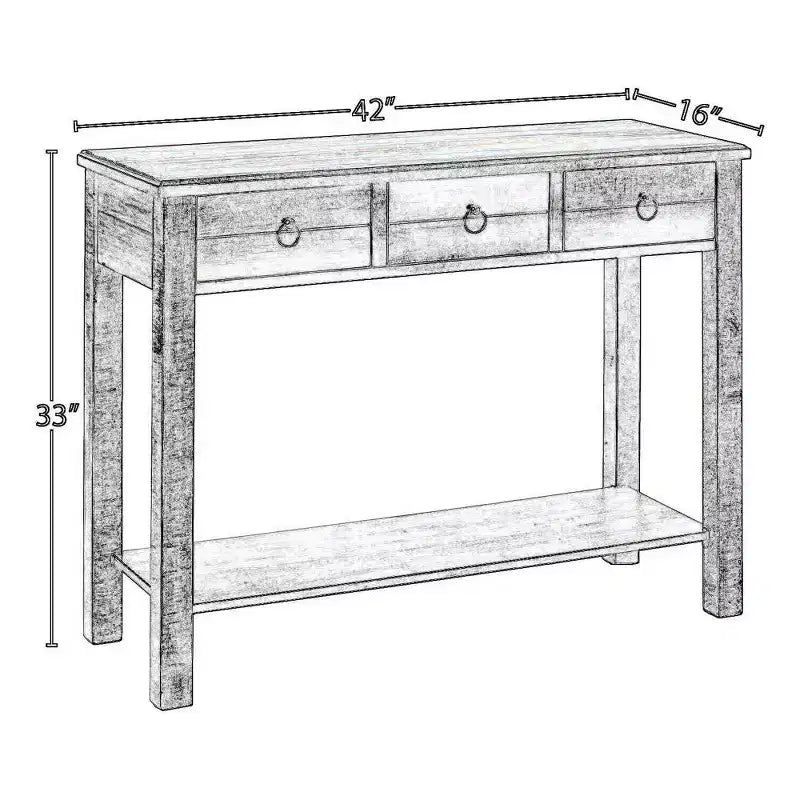 Royal Hampton Beautiful Console Table, Antique Oak & Teal Blue